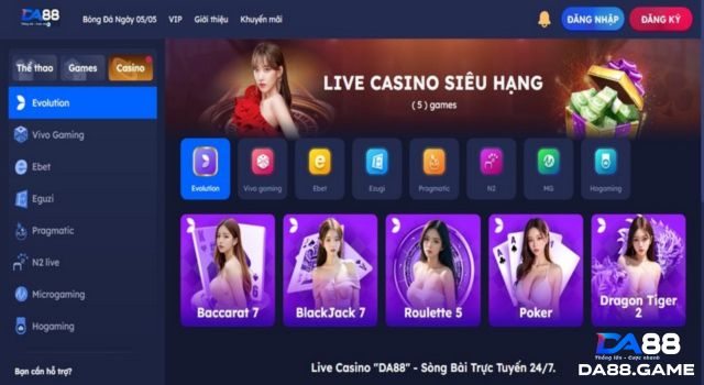 Giao diện sân chơi DA88 cho anh em tham gia trải nghiệm